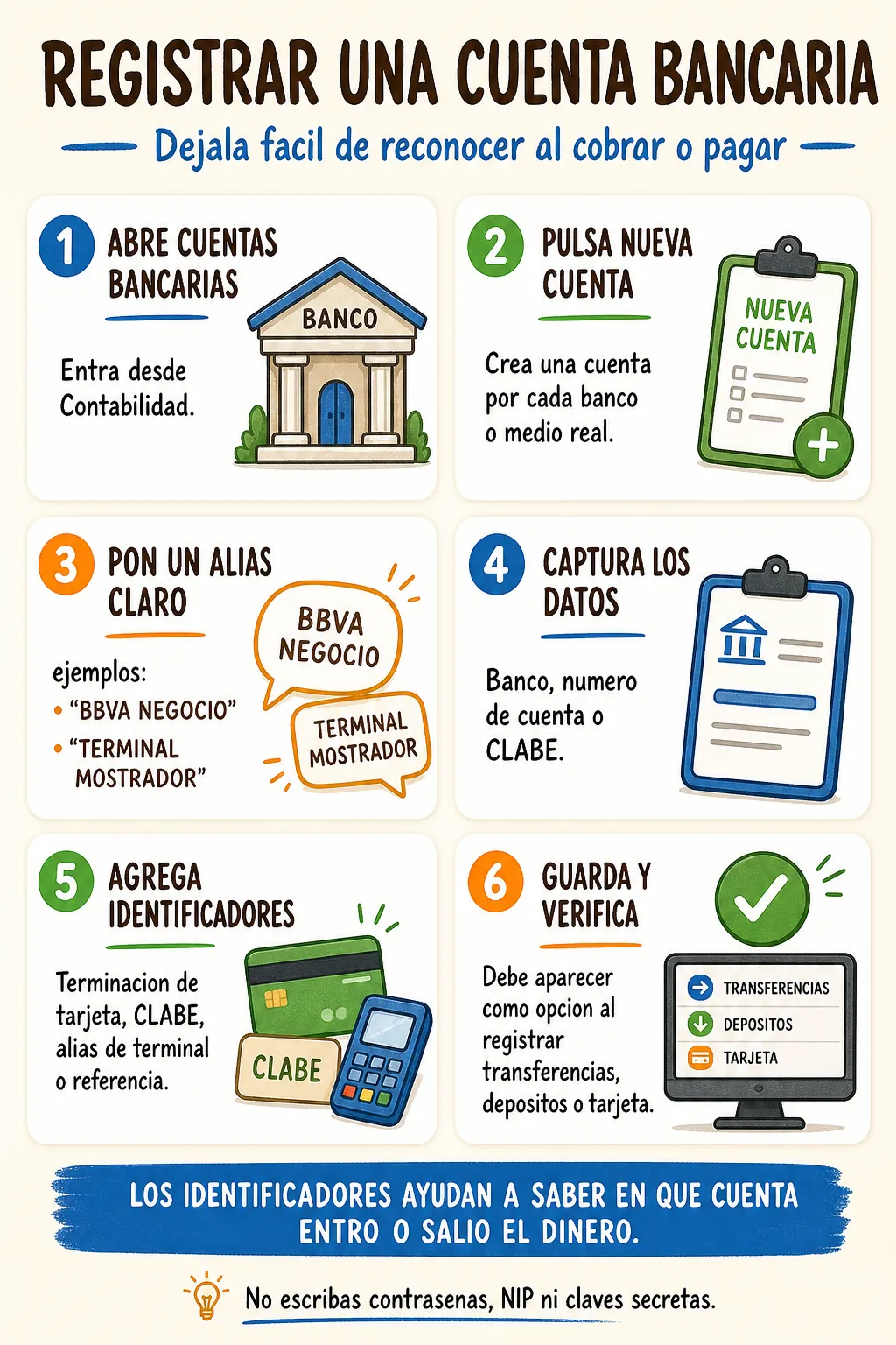 Registro de cuentas y lectura de saldos bancarios confirmados y en transito
